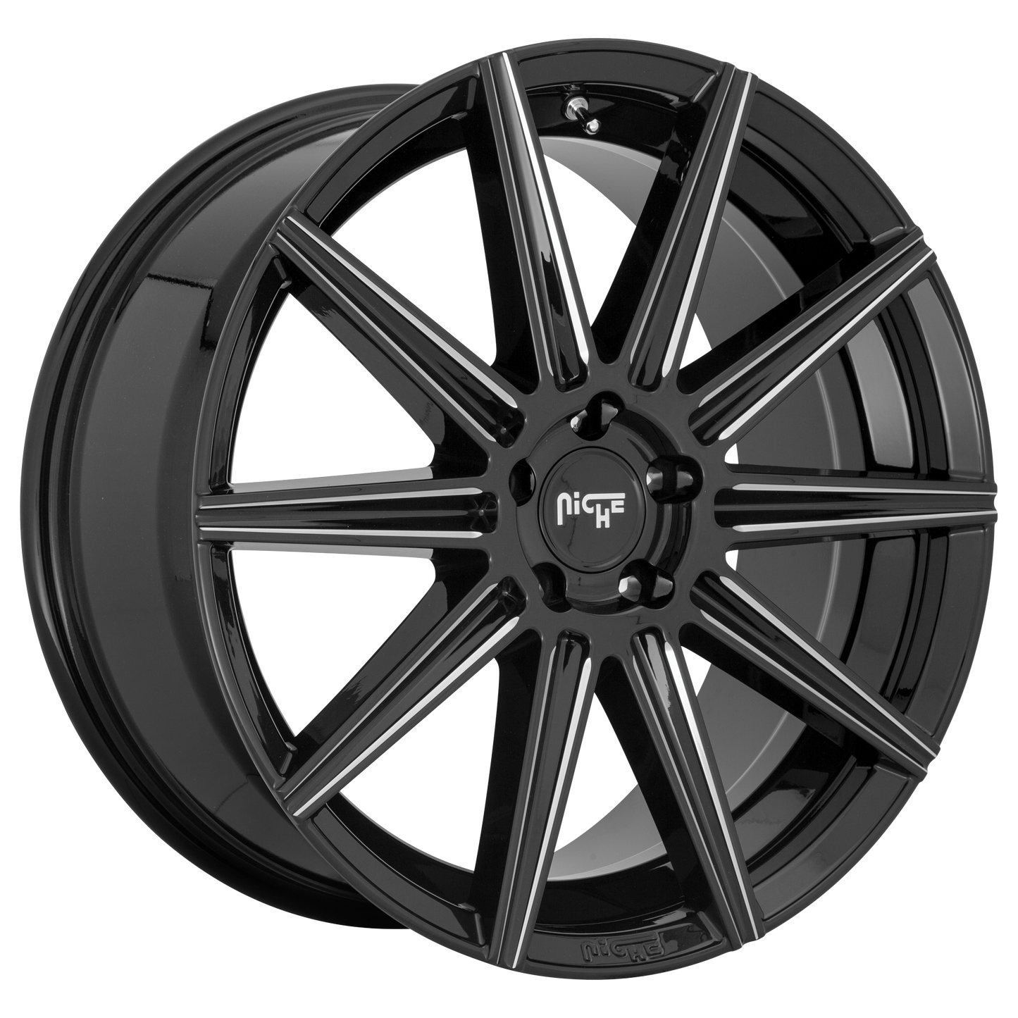 20x10.5 Niche M243 TIFOSI GLOSS BLACK MILLED Wheel 5x112 (40mm)