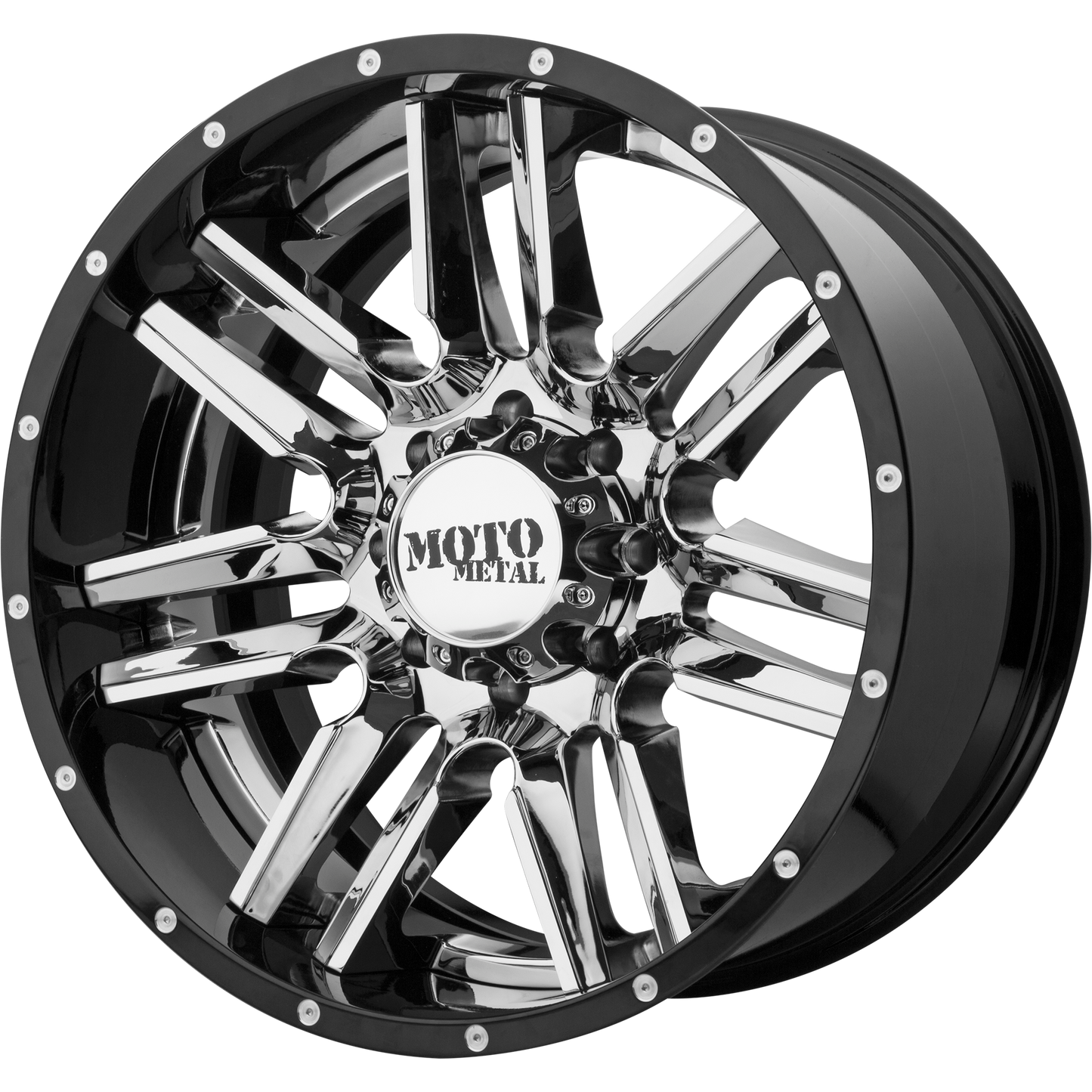 22x10 Moto Metal MO202 Chrome W/Black Lip Wheel 8x6.5 (-18mm)