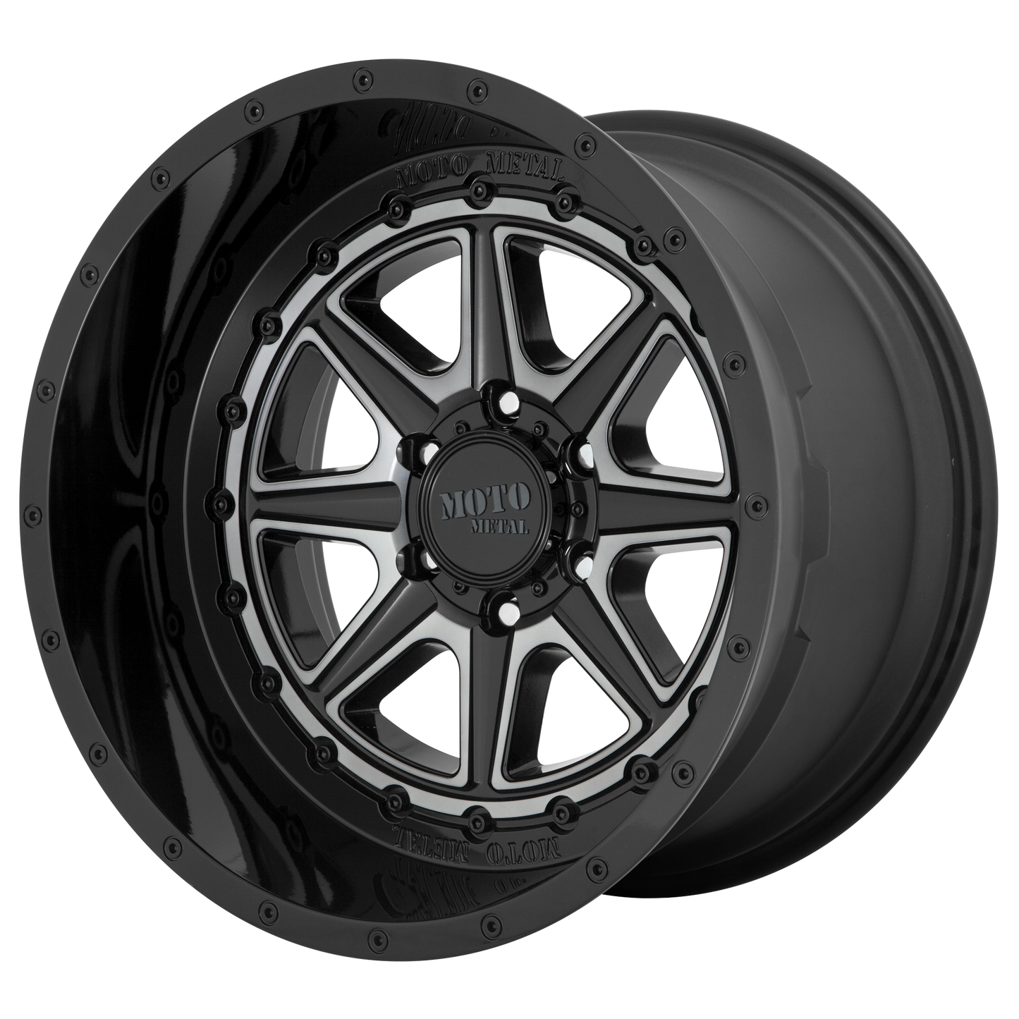 24x12 Moto Metal MO801 PHANTOM Gloss Black With Gray Tint Wheel 8x170 (-44mm)
