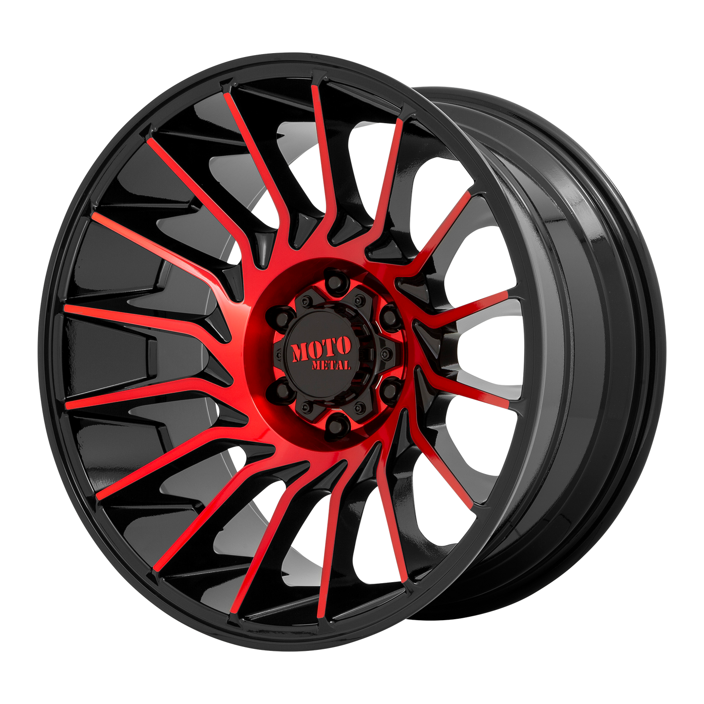 22x10 Moto Metal MO807 Gloss Black Machined W/ Red Tint Wheel 5x5 (-18mm)