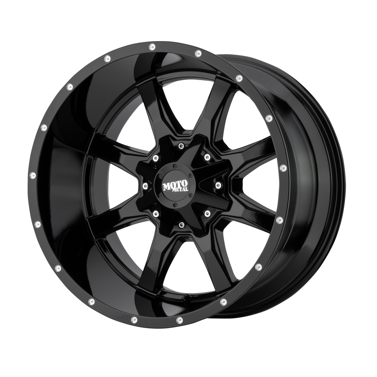17x8 Moto Metal MO970 Gloss Black With Milled Lip Wheel 6x130 (50mm)