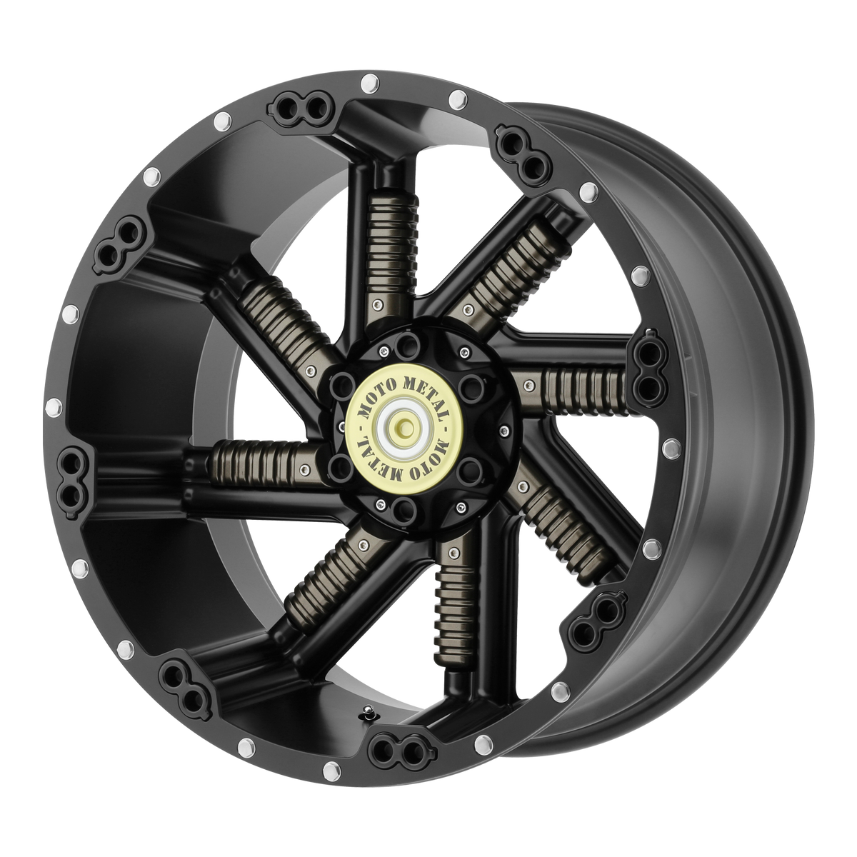 20x12 Moto Metal MO979 BUCKSHOT Satin Blk W/ Gun Mtl Wheel BLANK (-44mm)