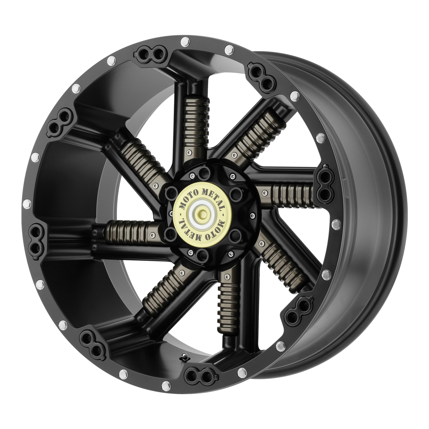 20x12 Moto Metal MO979 BUCKSHOT Satin Blk W/ Gun Mtl Wheel BLANK (-44mm)