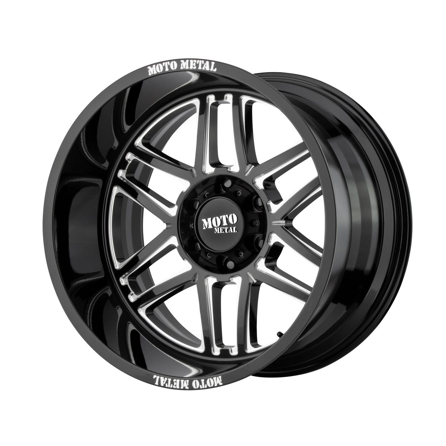 22x12 Moto Metal MO992 FOLSOM Gloss Black Milled Wheel 6x135 (-44mm)