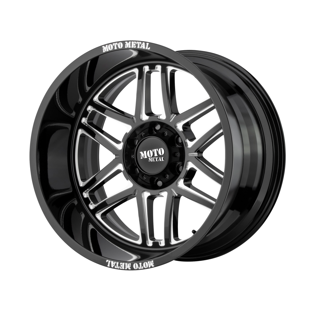 22x12 Moto Metal MO992 FOLSOM Gloss Black Milled Wheel 8X6.5 (-44mm)