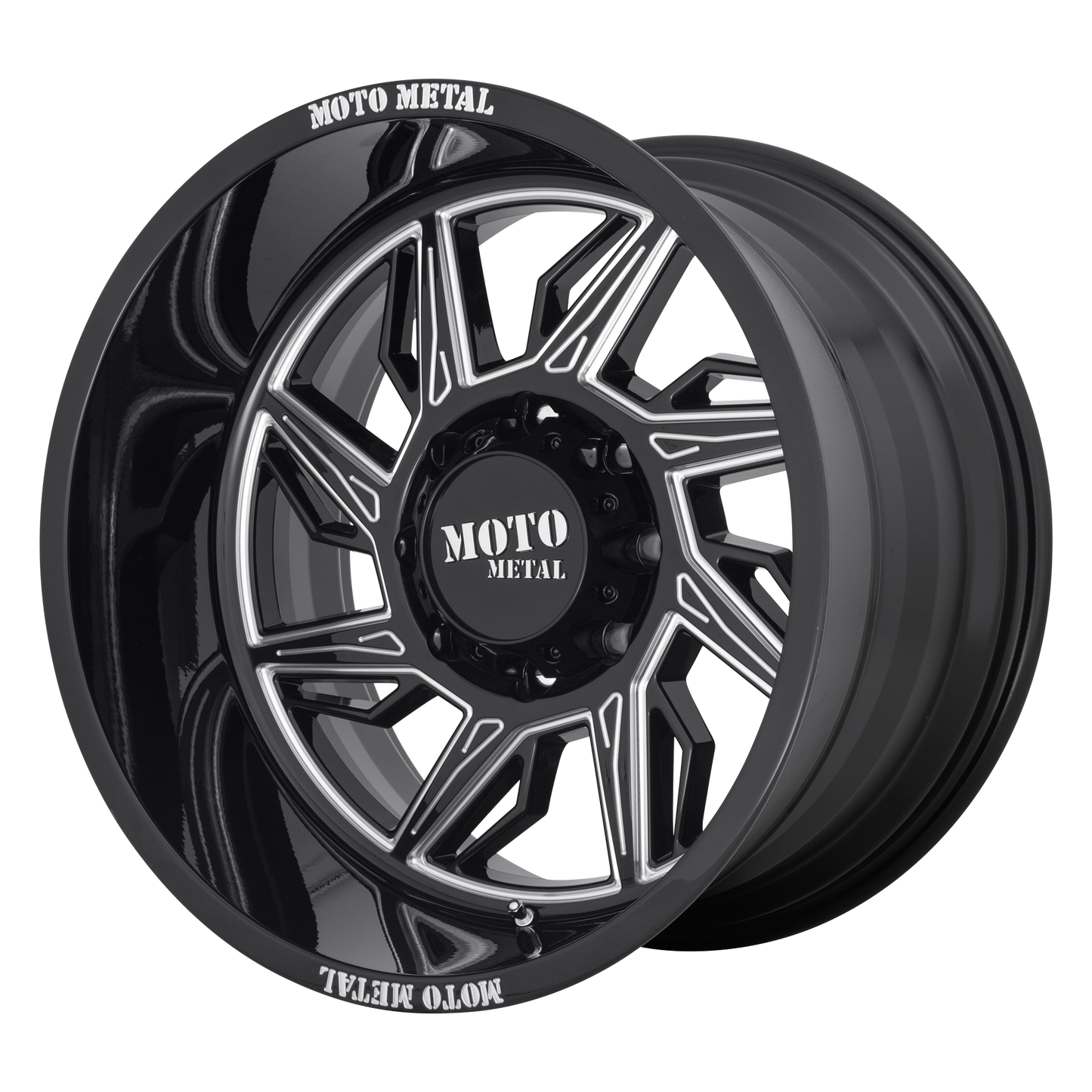 22x12 Moto Metal MO997 HURRICANE Gloss Blk Mill - Left Dir Wheel 8x170 (-44mm)