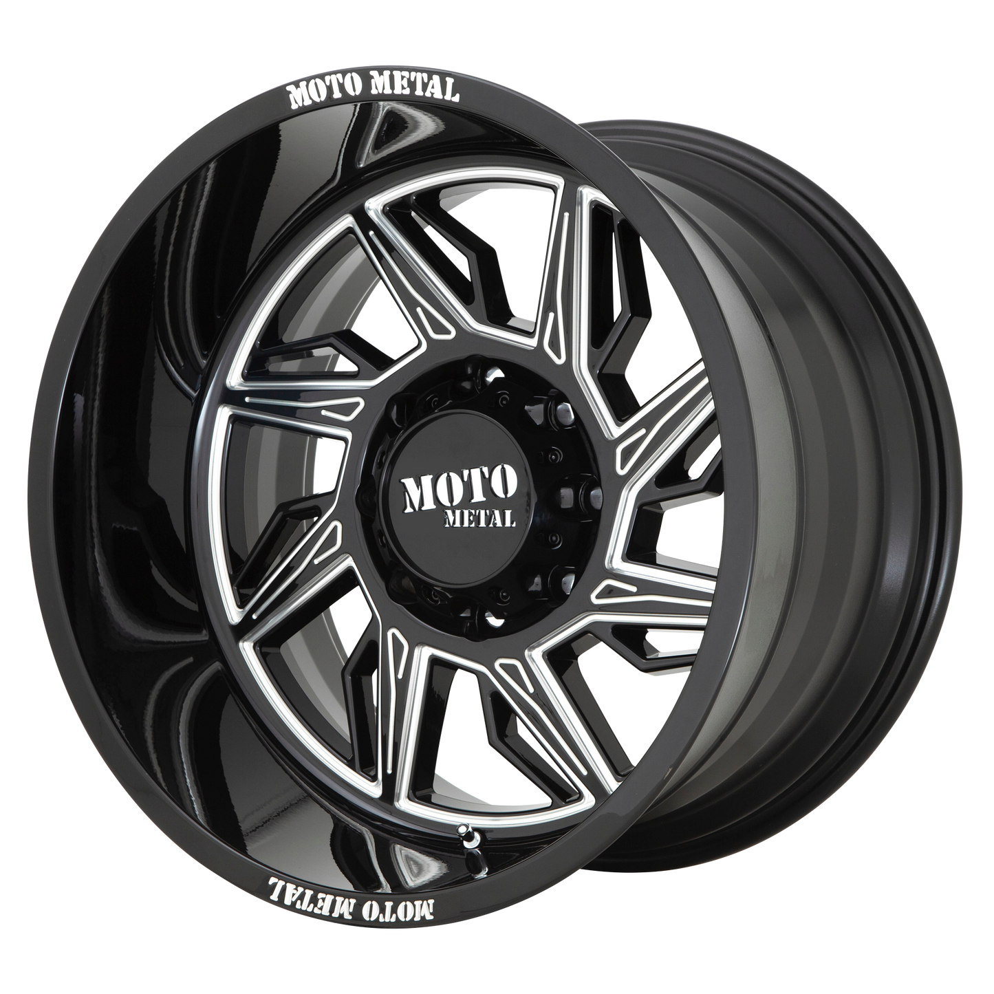 22x12 Moto Metal MO997 HURRICANE Gloss Blk Milled Right Dir Wheel 5x5 (-44mm)