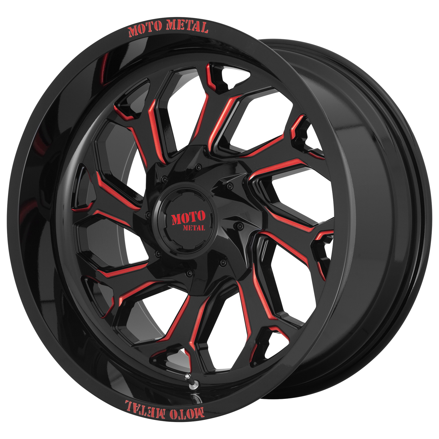 20x10 Moto Metal MO999 Gloss Black Milled With Red Tint Wheel BLANK (-18mm)
