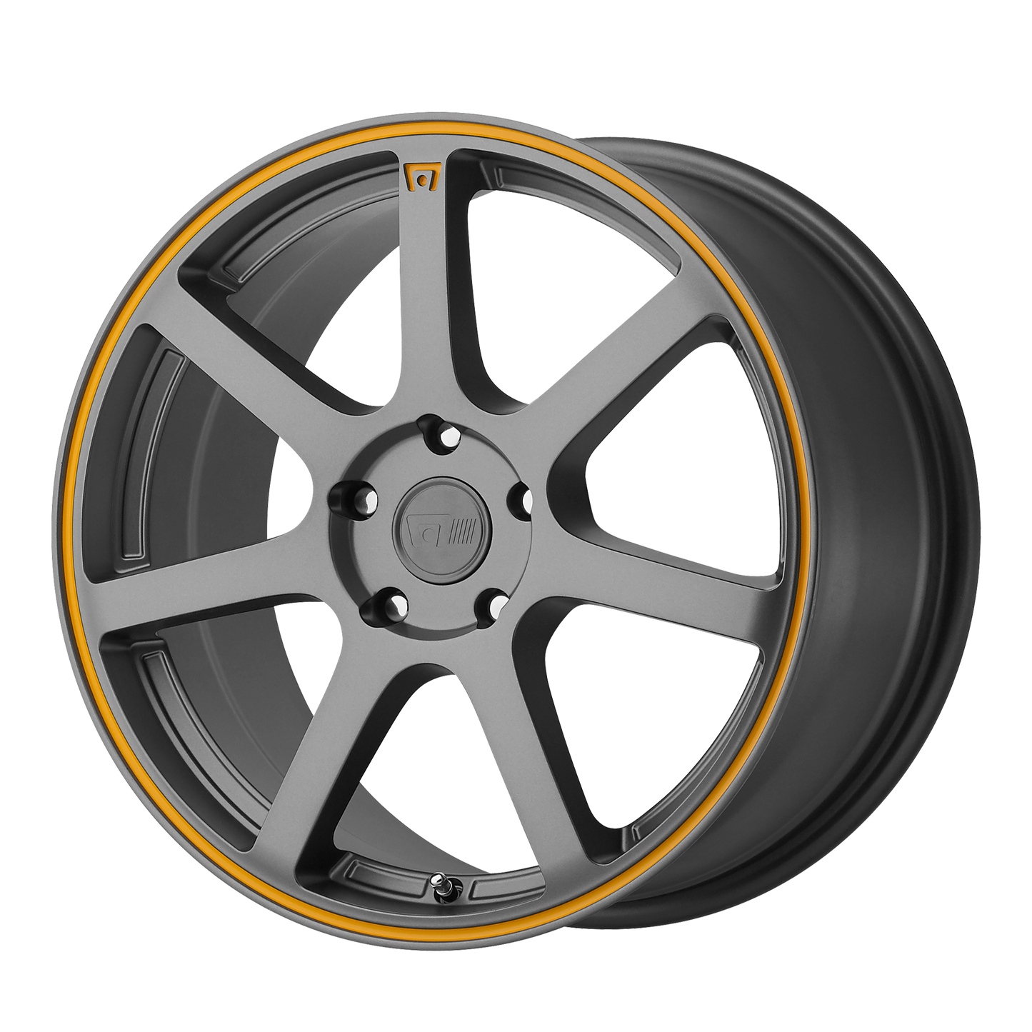 16x7 Motegi MR132 Matte Gray Orange Stripe Wheel 4x100 (40mm)