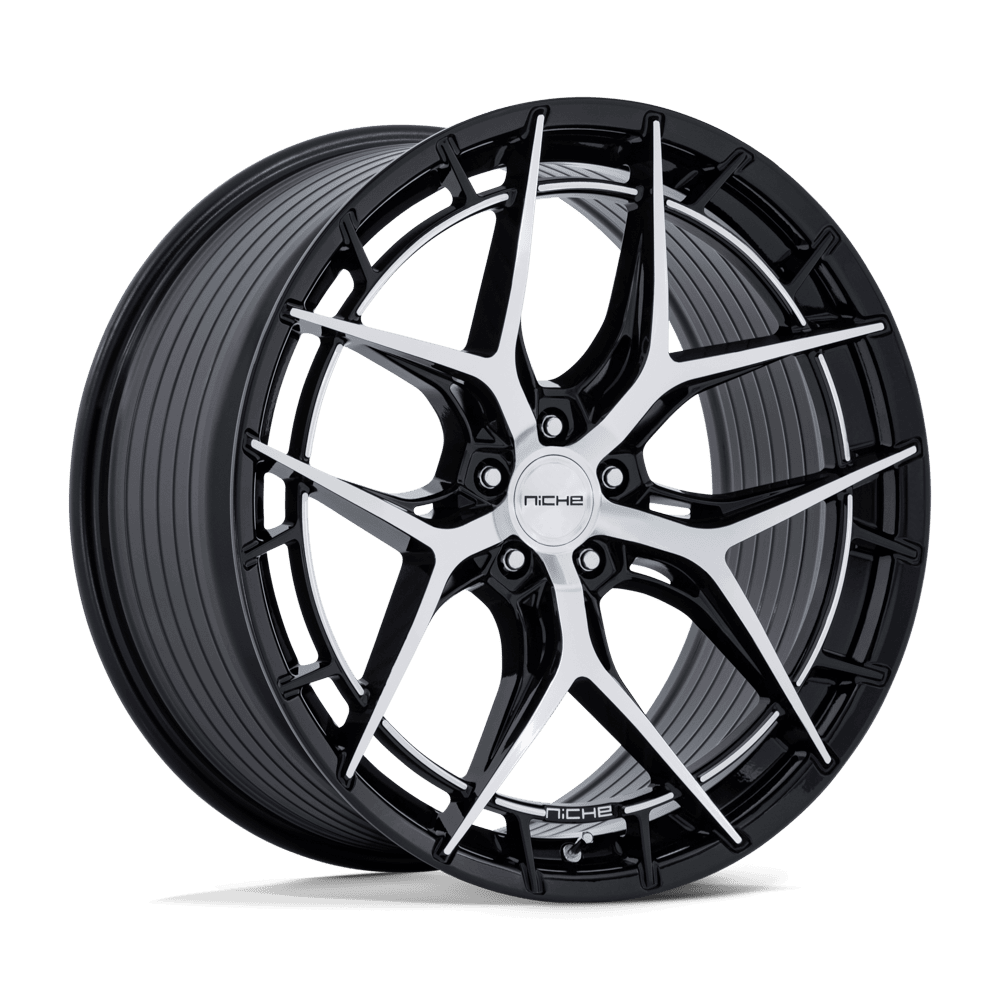 22x9 Niche NC286 Riviera Glossy Black W/ Machined Face Wheel 5x112 (20mm)