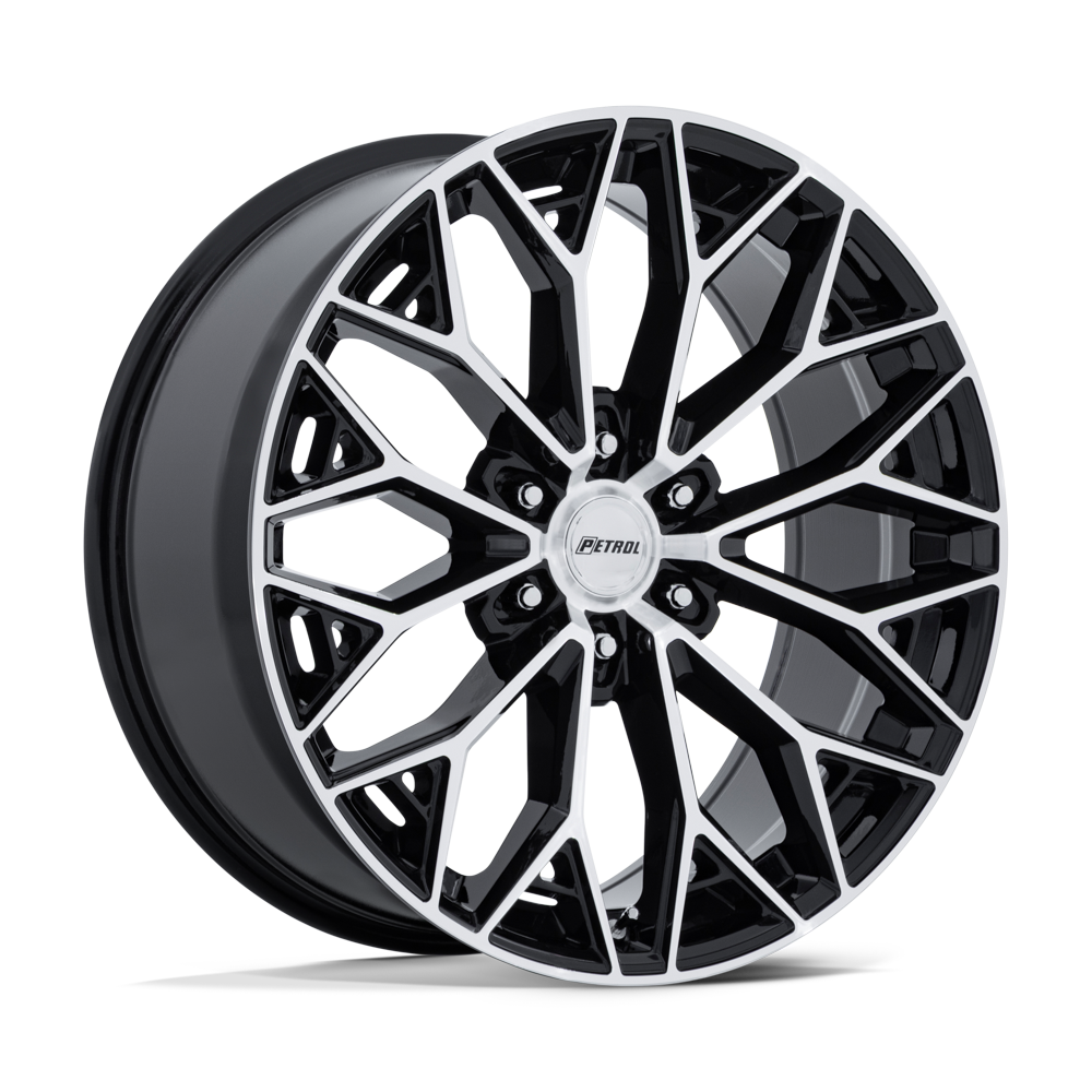 22x9.5 Petrol PE006 P5E Glossy Black W/ Machined Face Wheel 6x135 (30mm)