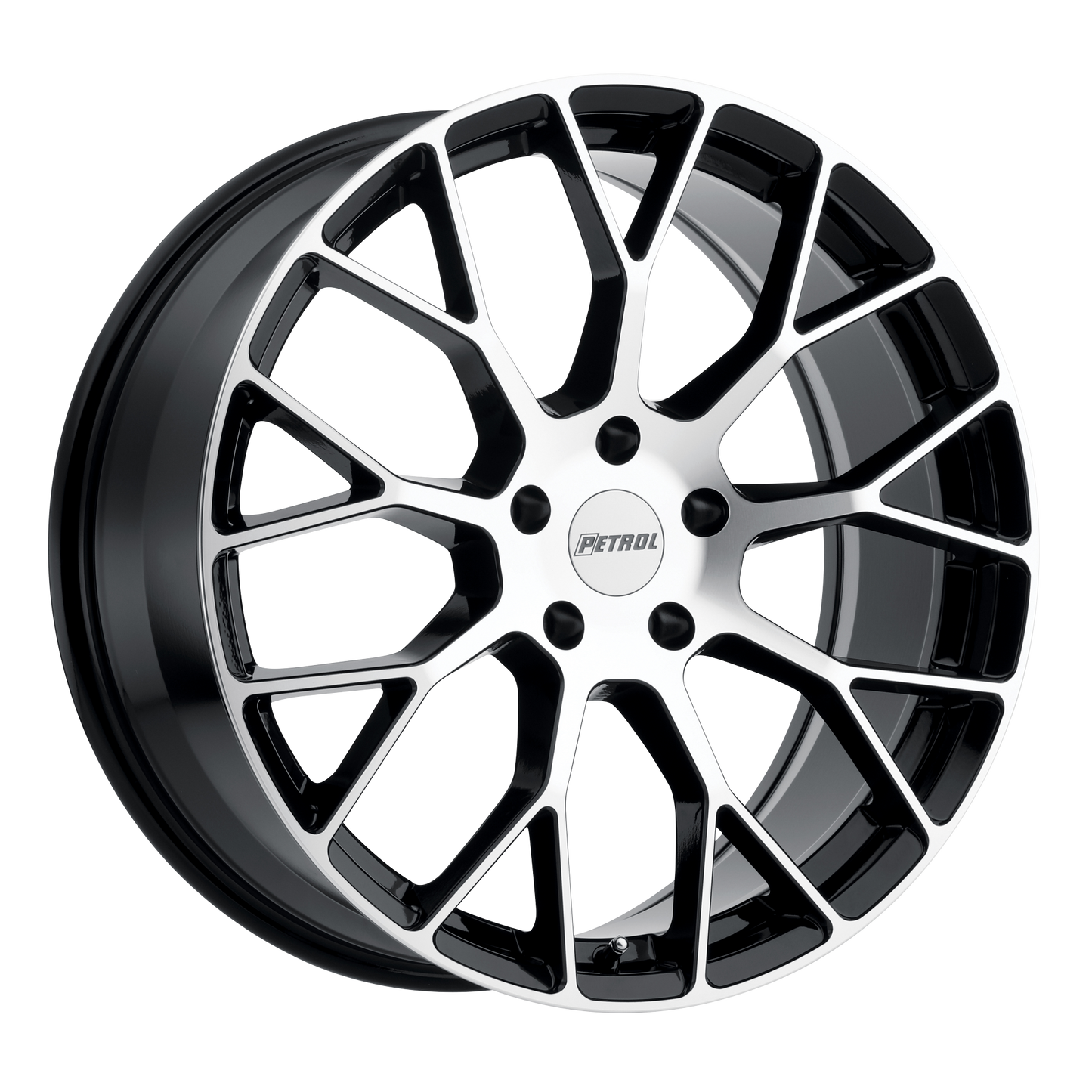 15x7 Petrol P2B GLOSS BLACK W/ MACHINED FACE Wheel 4x100 (40mm)