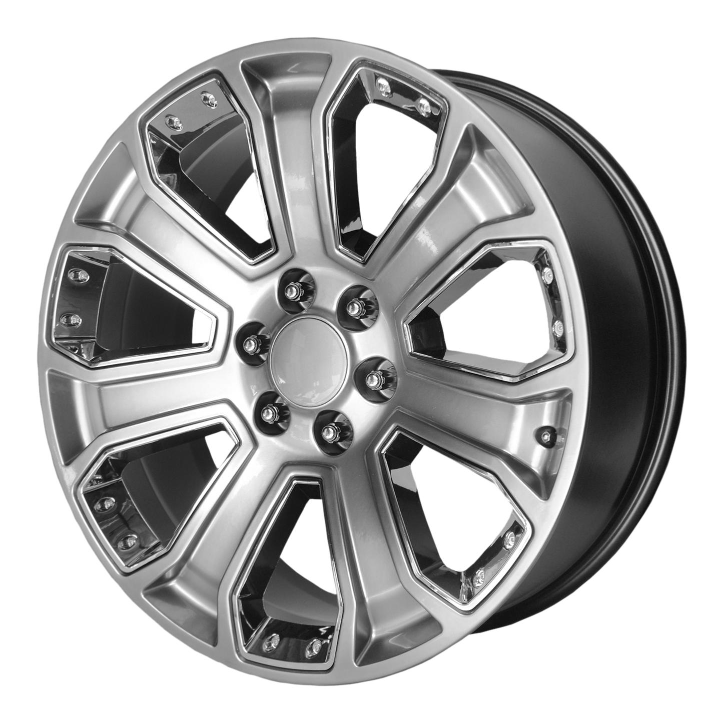 22x9 Performance Replicas PR162 Silver with Chrome Accents Wheel 6x5.5 (24mm)