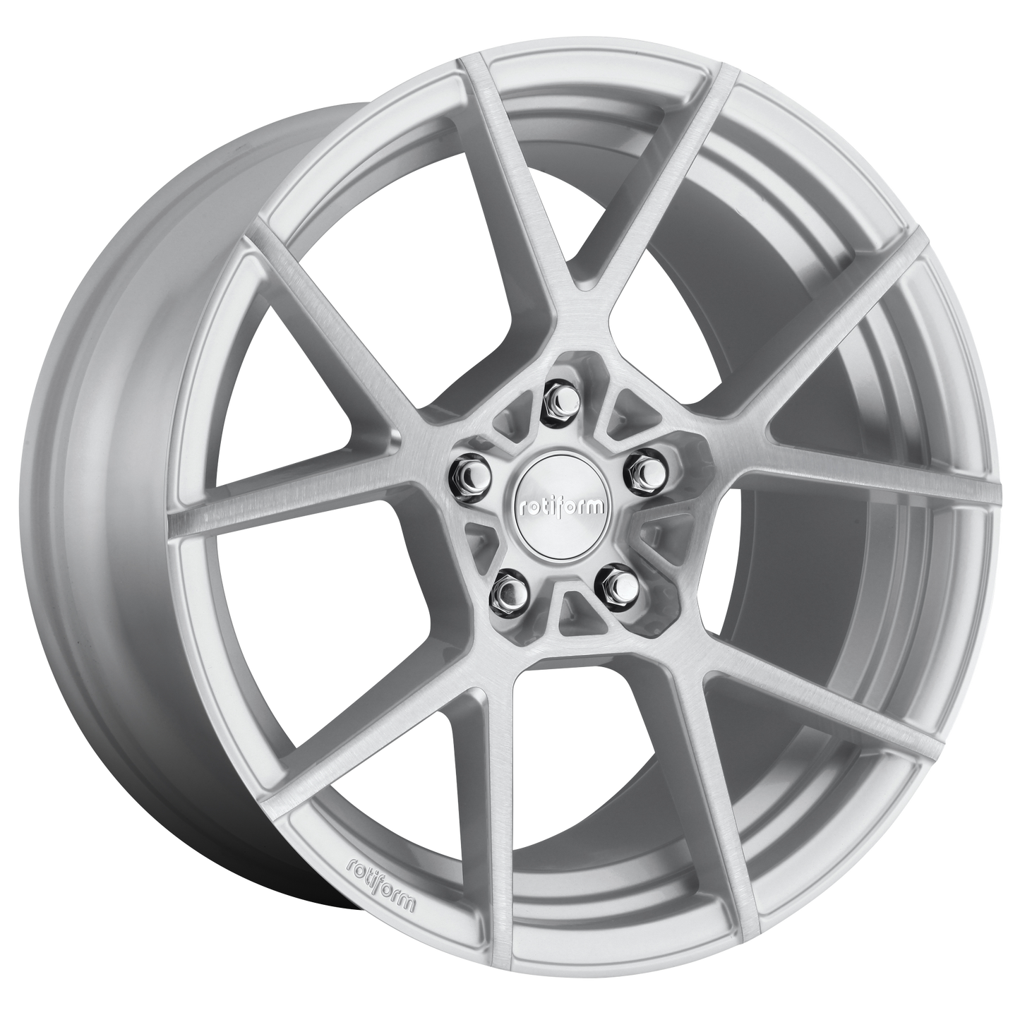 18x8.5 Rotiform R138 KPS GLOSS SILVER BRUSHED Wheel 5x112 (35mm)
