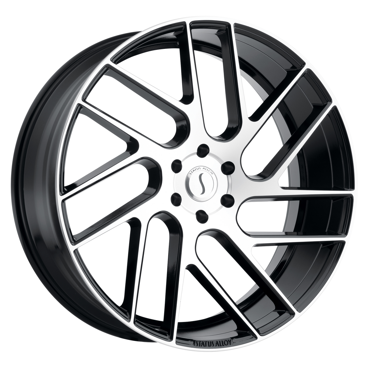 22x9.5 Status JUGGERNAUT GLOSS BLACK W/ MACHINED FACE Wheel 5x5 (25mm)