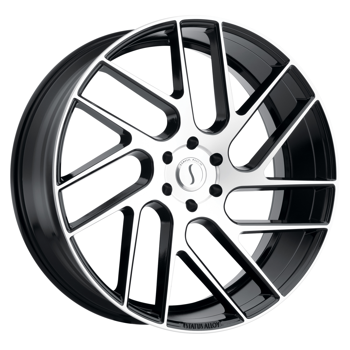 22x9.5 Status JUGGERNAUT GLOSS BLACK W/ MACHINED FACE Wheel 5x115 (15mm)