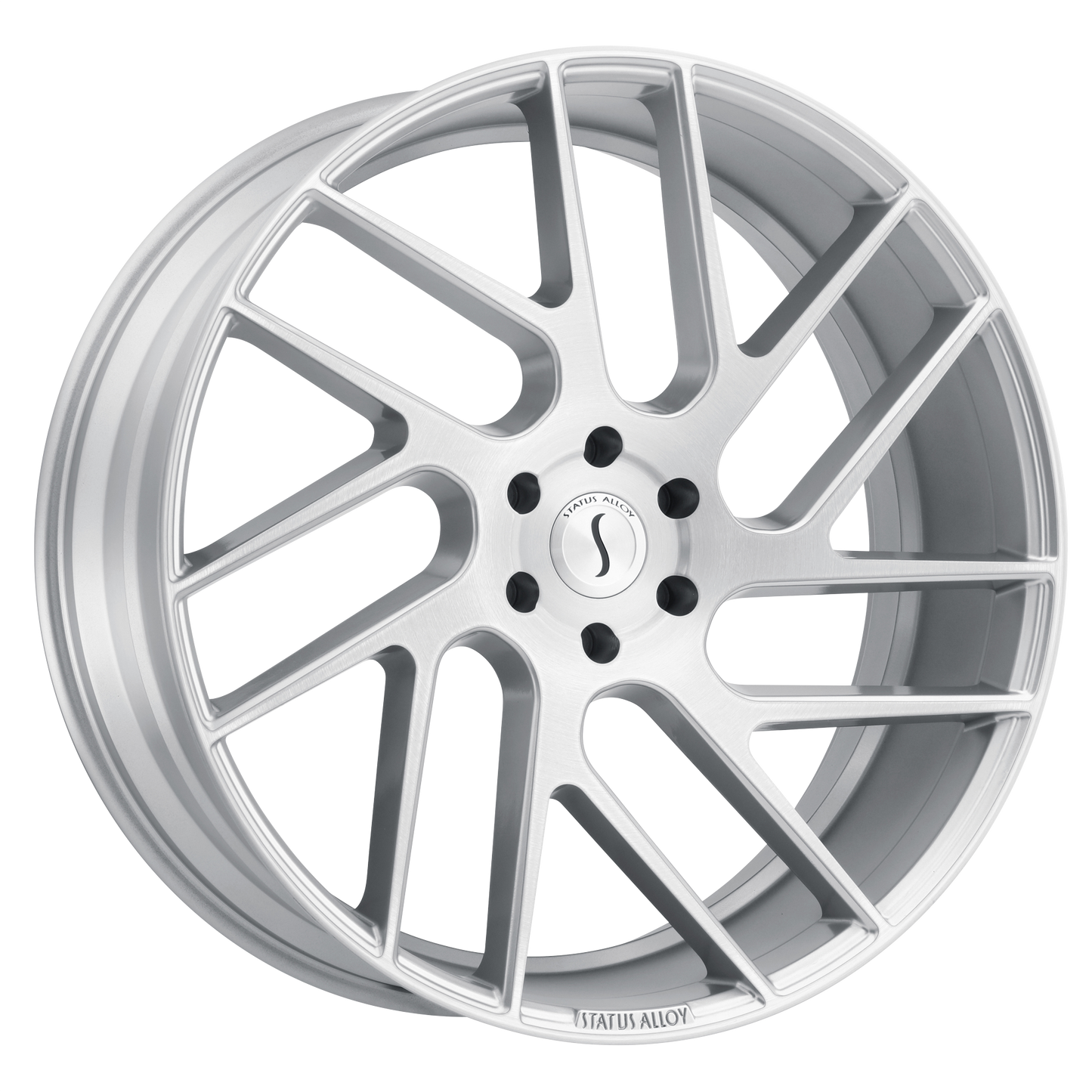 22x9.5 Status JUGGERNAUT SILVER W/ BRUSHED MACHINED FACE Wheel 5x115 (15mm)