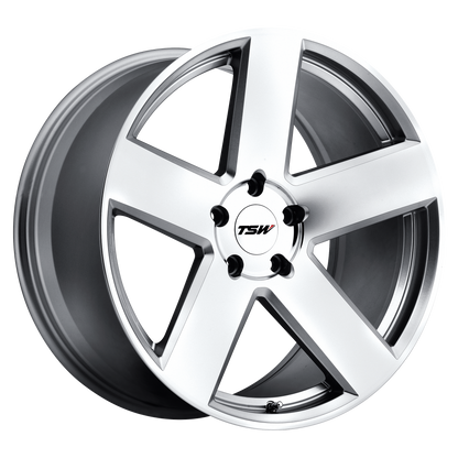 19x9.5 TSW BRISTOL SILVER W/ MIRROR-CUT FACE Wheel 5x120 (35mm)