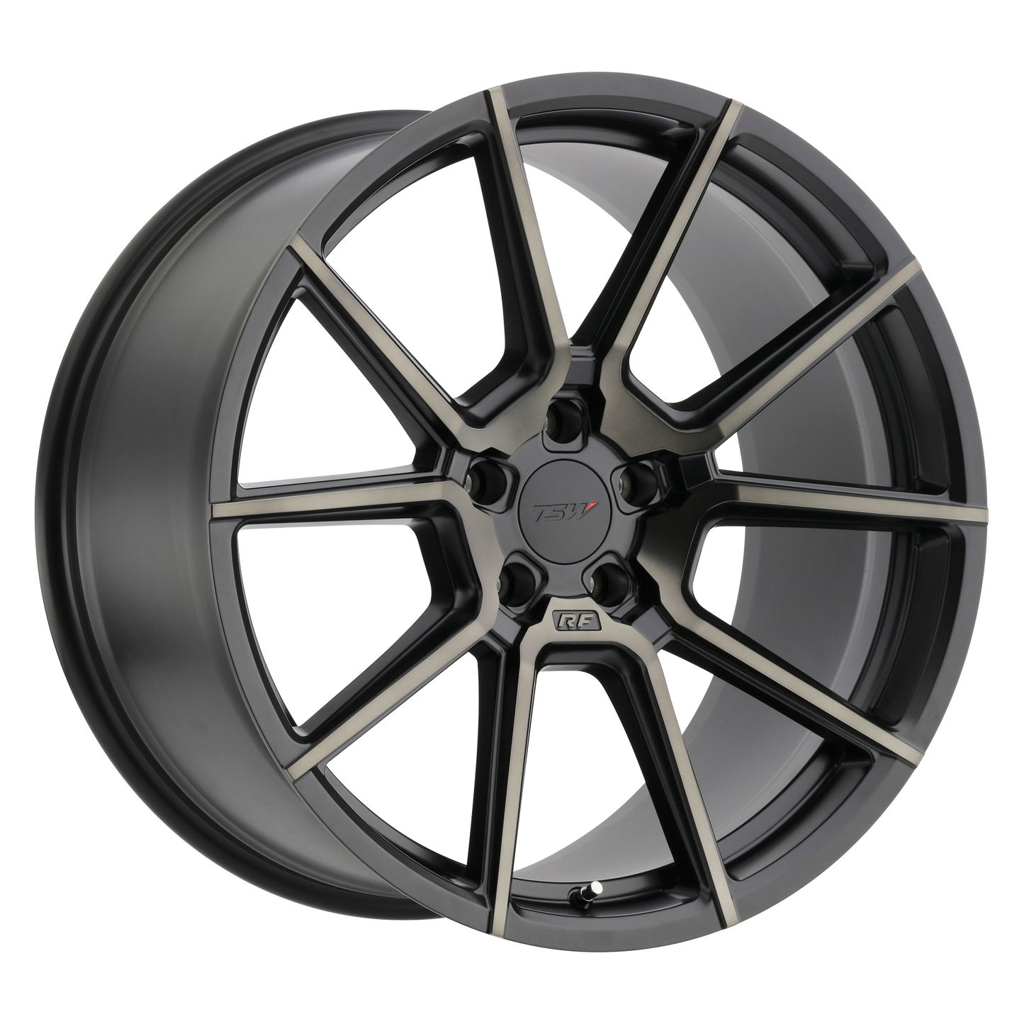 19x8.5 TSW CHRONO MATTE BLACK W/ MACHINE FACE & DARK TINT Wheel 5x4.5 (40mm)