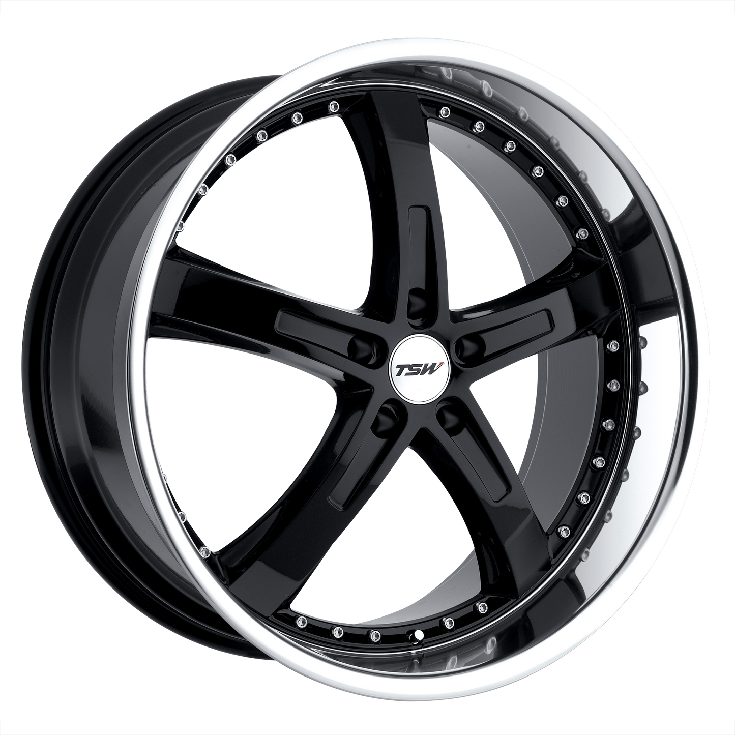 18x8 TSW JARAMA GLOSS BLACK W/ MIRROR CUT LIP Wheel 5x108 (40mm)