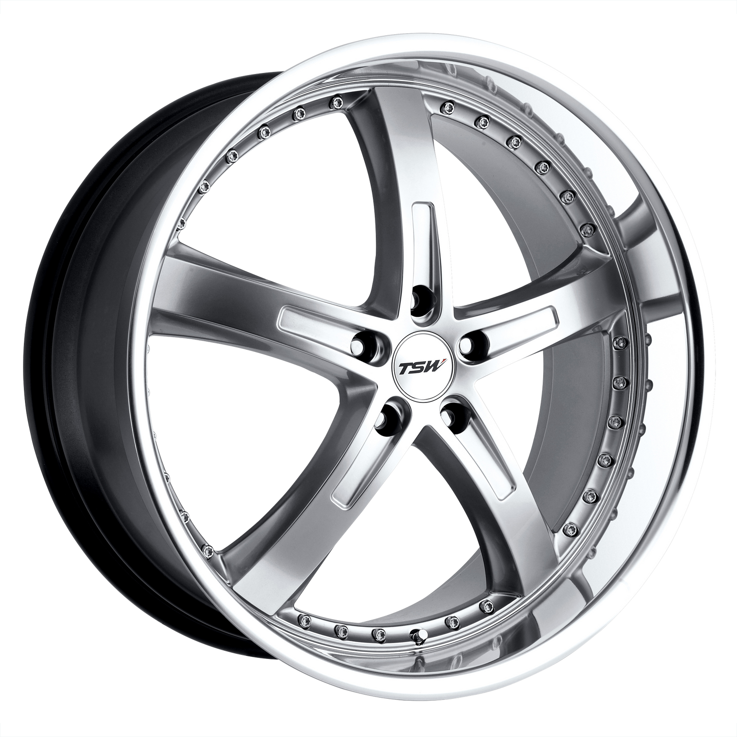 18x8 TSW JARAMA HYPER SILVER W/ MIRROR CUT LIP Wheel 5x100 (35mm)