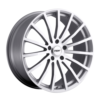 18x8 TSW MALLORY SILVER W/ MIRROR CUT FACE Wheel 5x120 (20mm)