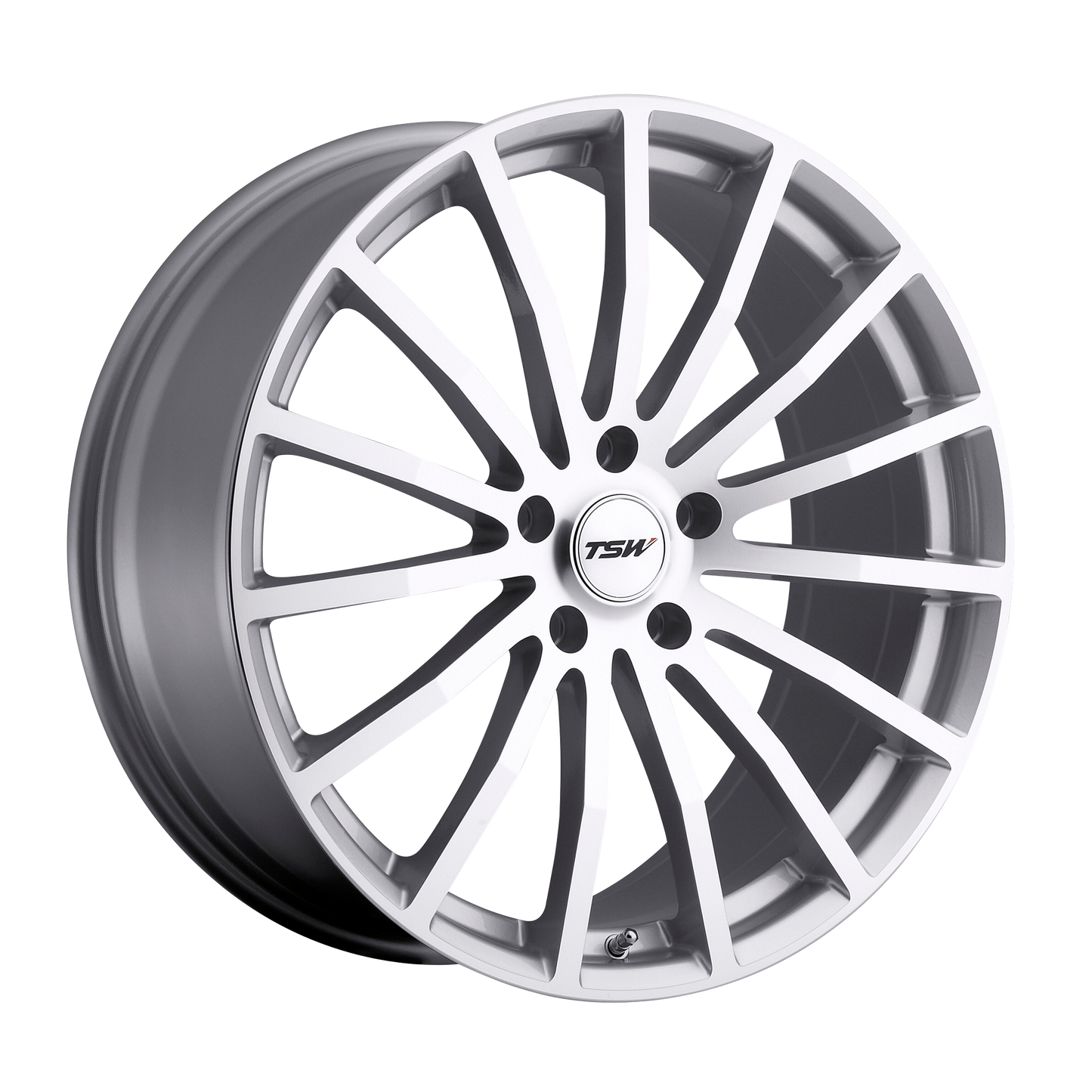 18x8 TSW MALLORY SILVER W/ MIRROR CUT FACE Wheel 5x112 (45mm)