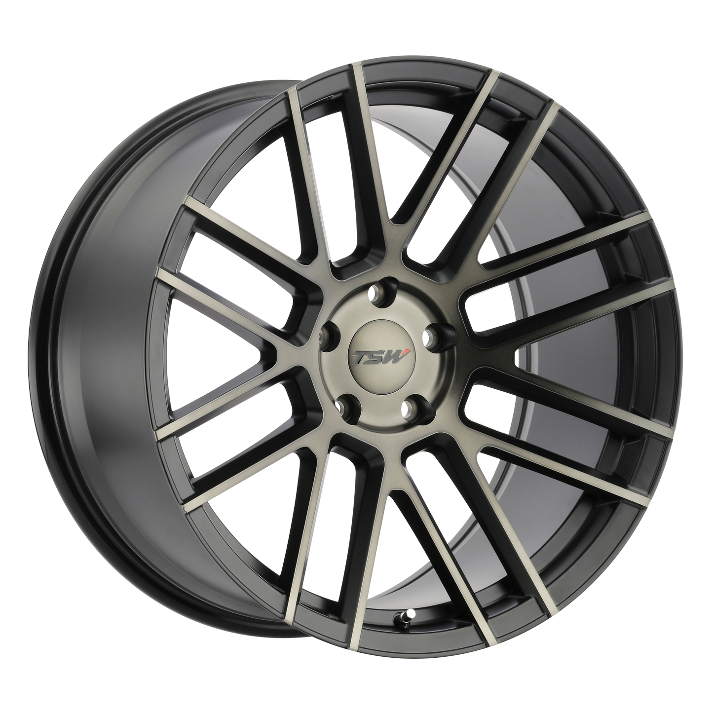 18x8.5 TSW MOSPORT MATTE BLACK W/ MACHINE FACE & DARK TINT Wheel 5x112 (32mm)