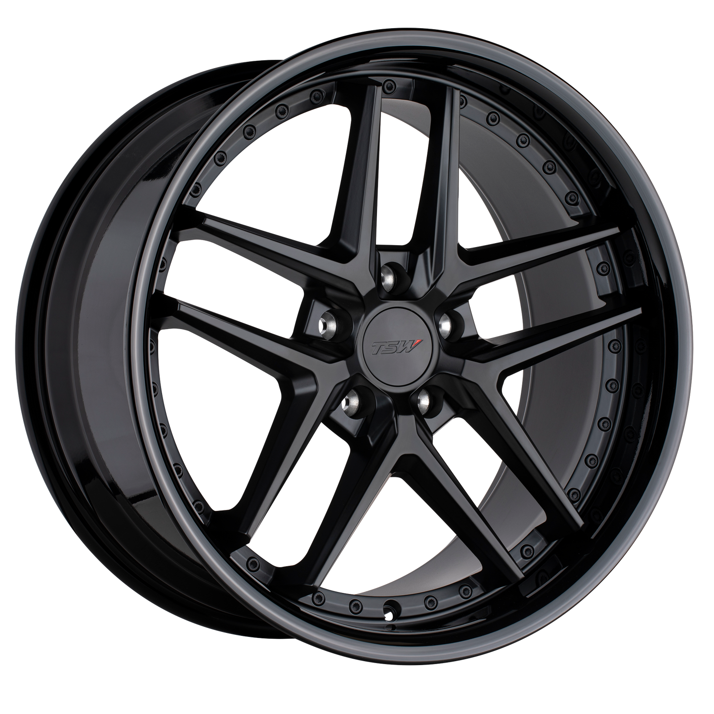 19x8.5 TSW PREMIO MATTE BLACK W/ GLOSS BLACK LIP Wheel 5x120 (20mm)