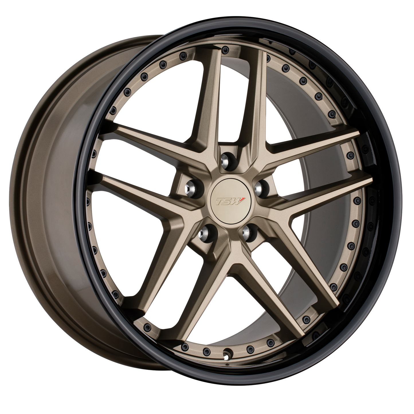 20x8.5 TSW PREMIO MATTE BRONZE W/ GLOSS BLACK LIP Wheel 5x112 (20mm)