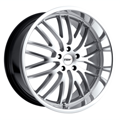 18x8 TSW SNETTERTON HYPER SILVER W/ MIRROR CUT LIP Wheel 5x112 (45mm)