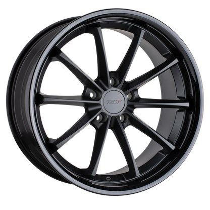 18x8.5 TSW SWEEP MATTE BLACK W/ GLOSS BLACK LIP Wheel 5x120 (35mm)