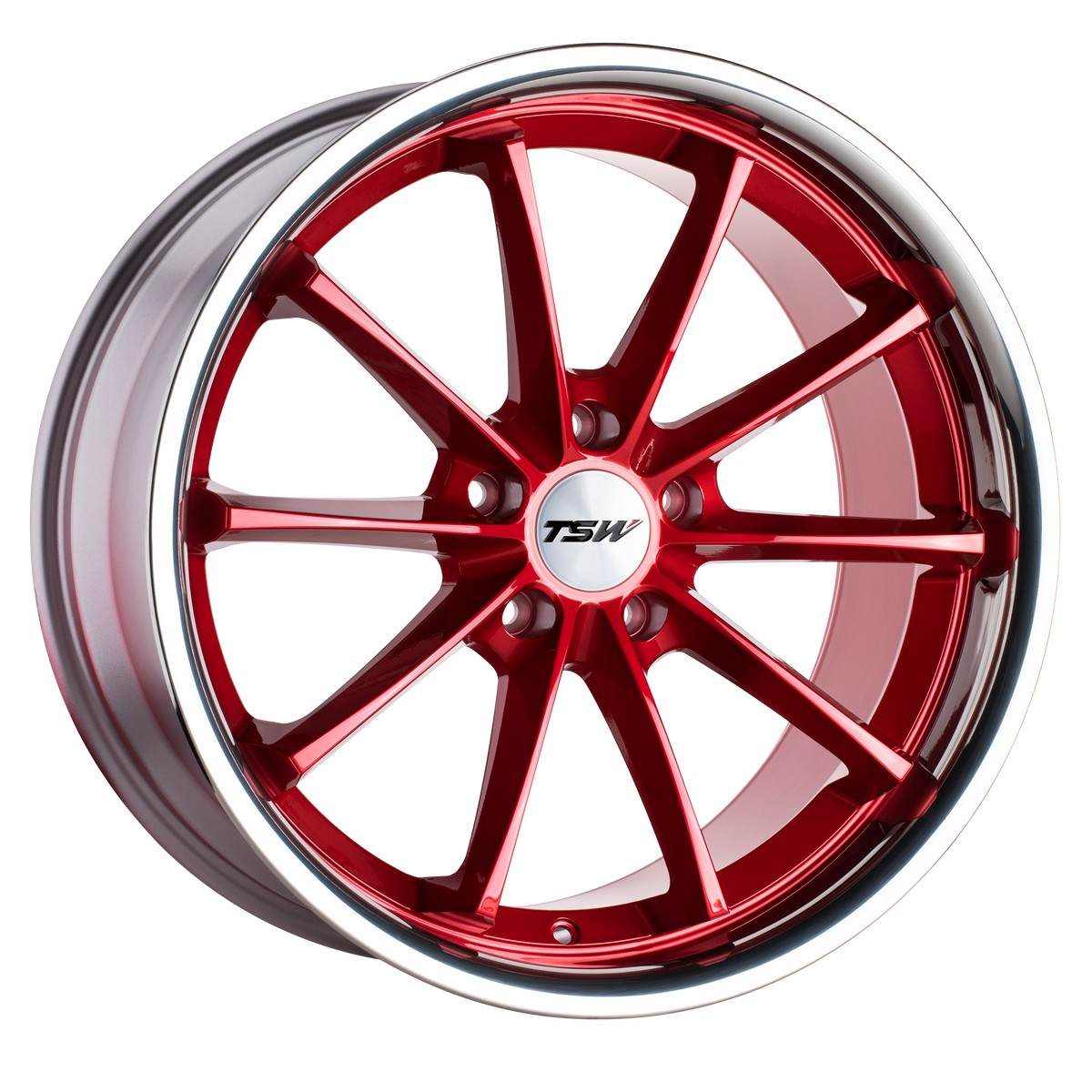 19x8.5 TSW SWEEP CANDY RED W/ STAINLESS LIP Wheel 5x4.5 (40mm)