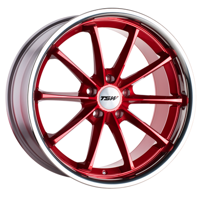 19x8.5 TSW SWEEP CANDY RED W/ STAINLESS LIP Wheel 5x4.5 (40mm)