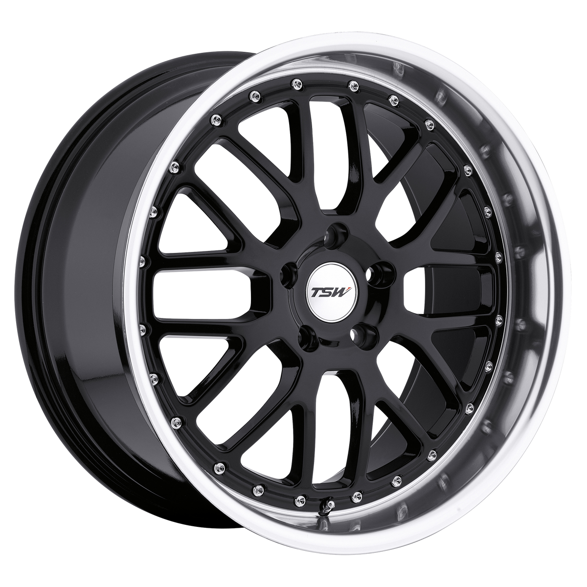 18x8 TSW VALENCIA GLOSS BLACK W/ MIRROR CUT LIP Wheel 5x112 (32mm)