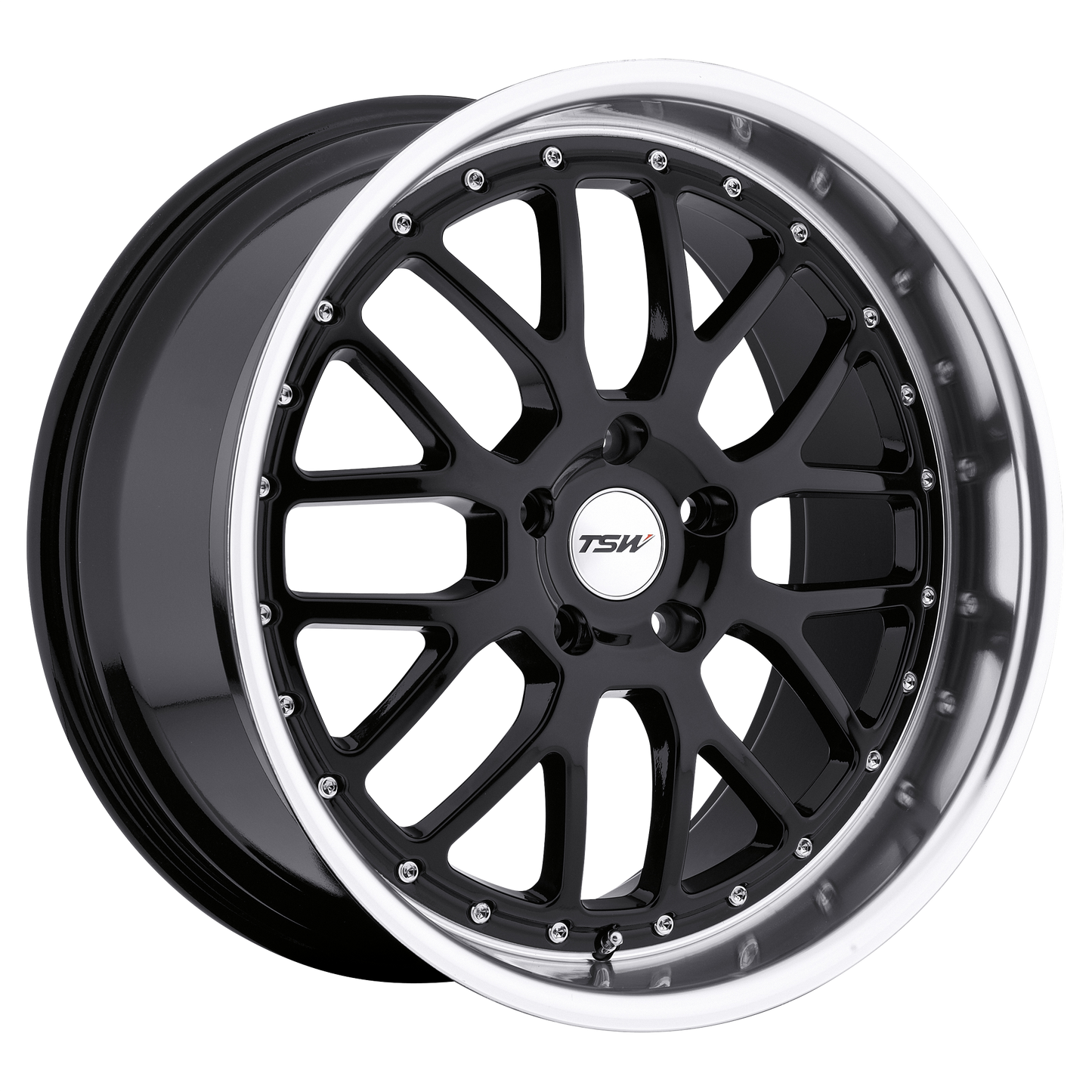 17x8 TSW VALENCIA GLOSS BLACK W/ MIRROR CUT LIP Wheel 5x120 (20mm)