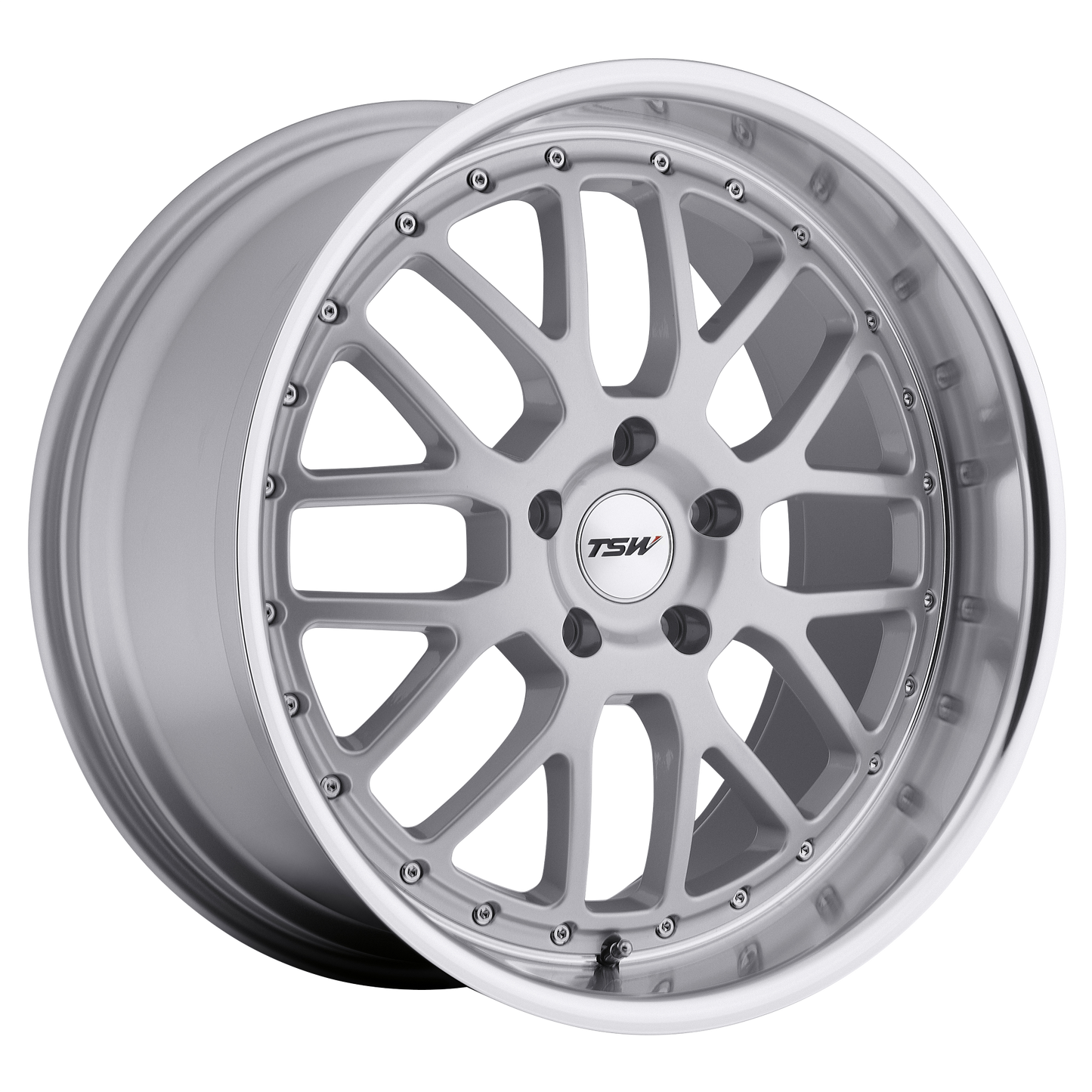 18x9.5 TSW VALENCIA SILVER W/ MIRROR CUT LIP Wheel 5x4.5 (40mm)