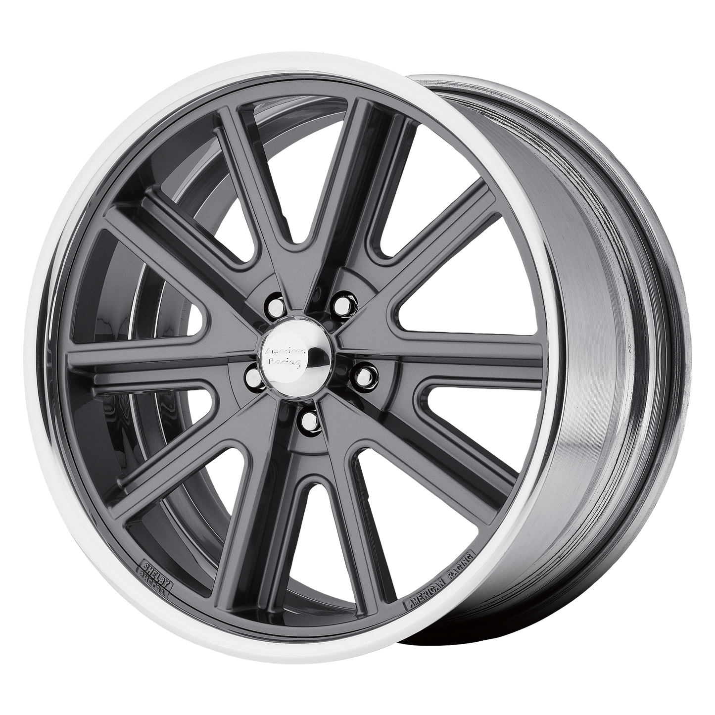 18x10 American Racing VN407 2-Piece Gray Ctr Polish Barrel Wheel BLANK (XXmm)