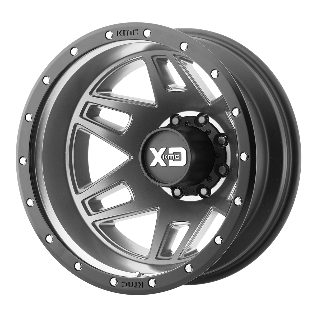 20x8.25 XD XD130 MACHETE DUALLY Rear Matte Gray Black Ring Wheel 8X6.5 (-198mm)