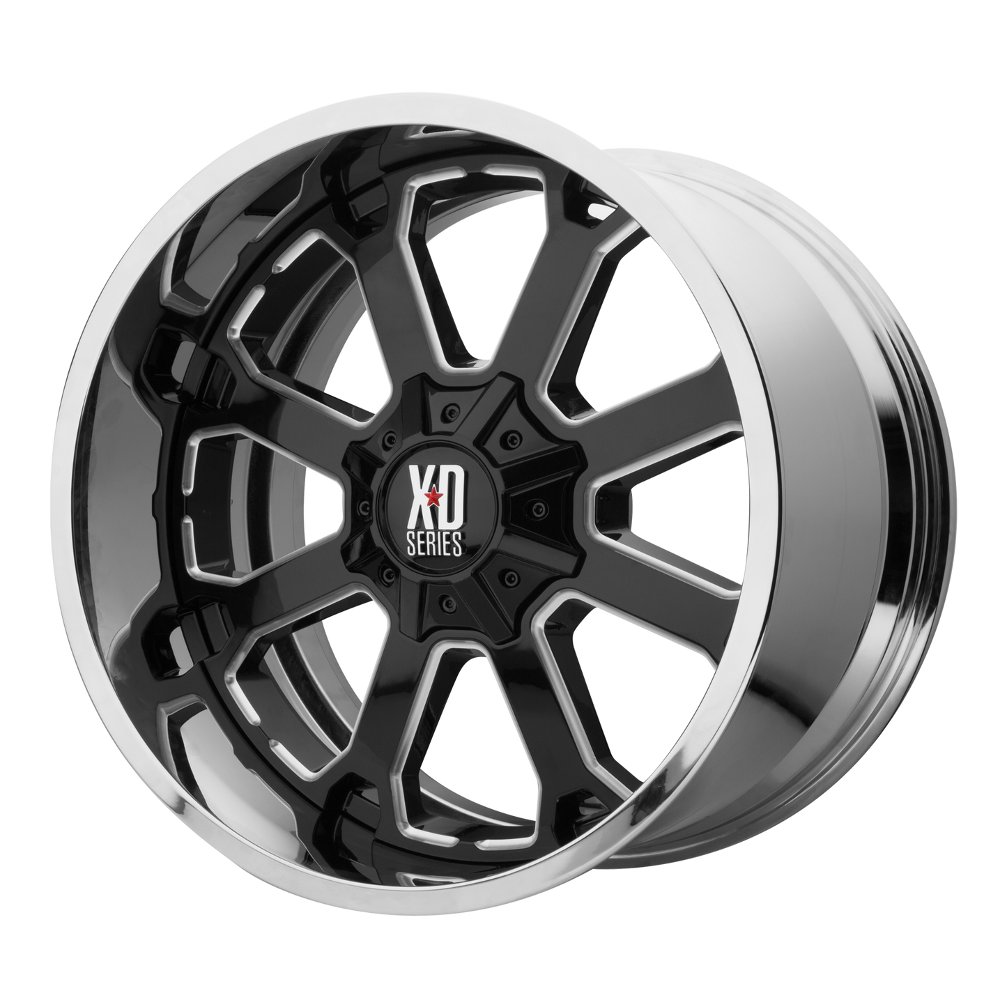 20x12 XD Series XD202 Black W/Chrome Lip Wheel 8x170 (-44mm)
