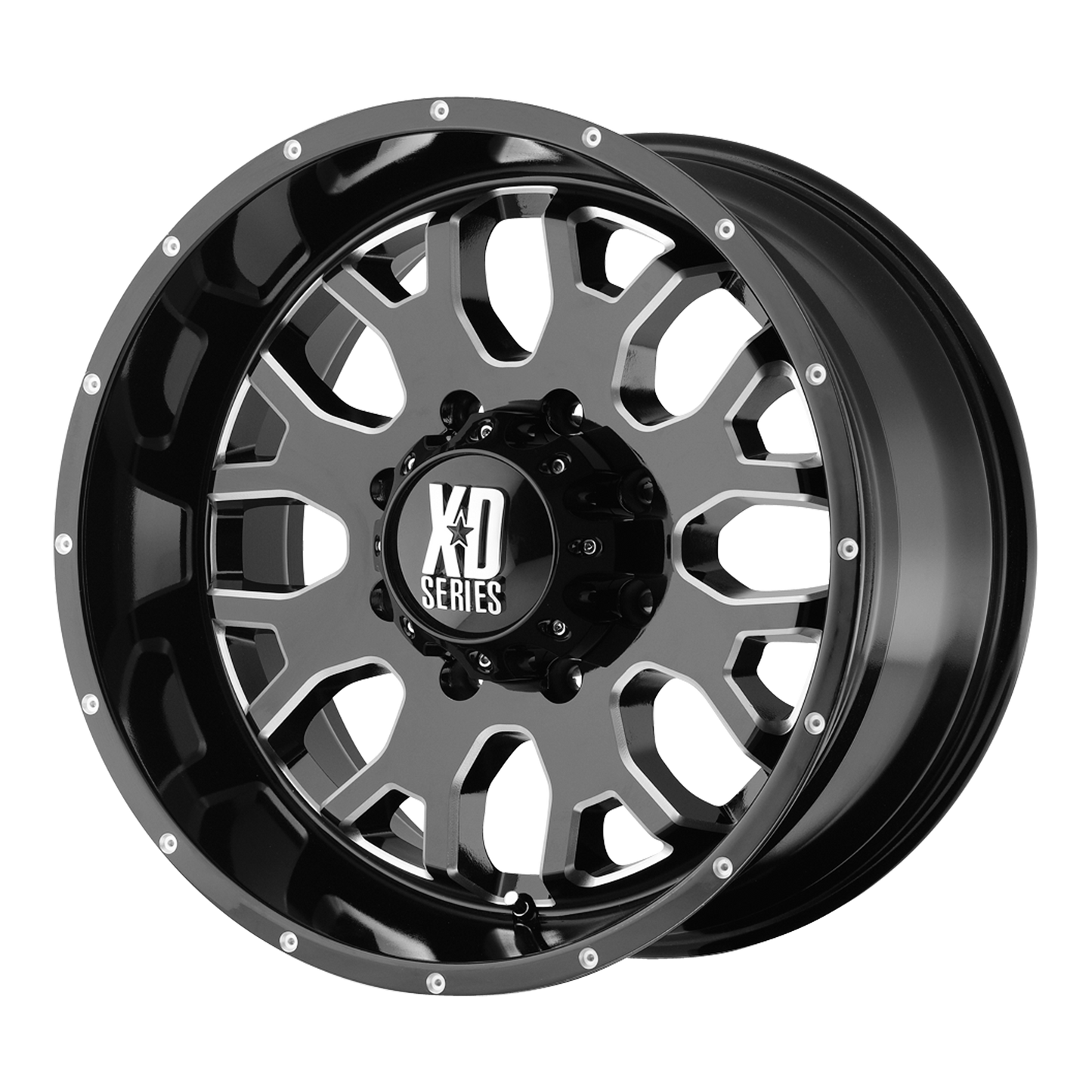 20x9 XD XD808 MENACE Gloss Black With Milled Accents Wheel 8X6.5 (18mm)
