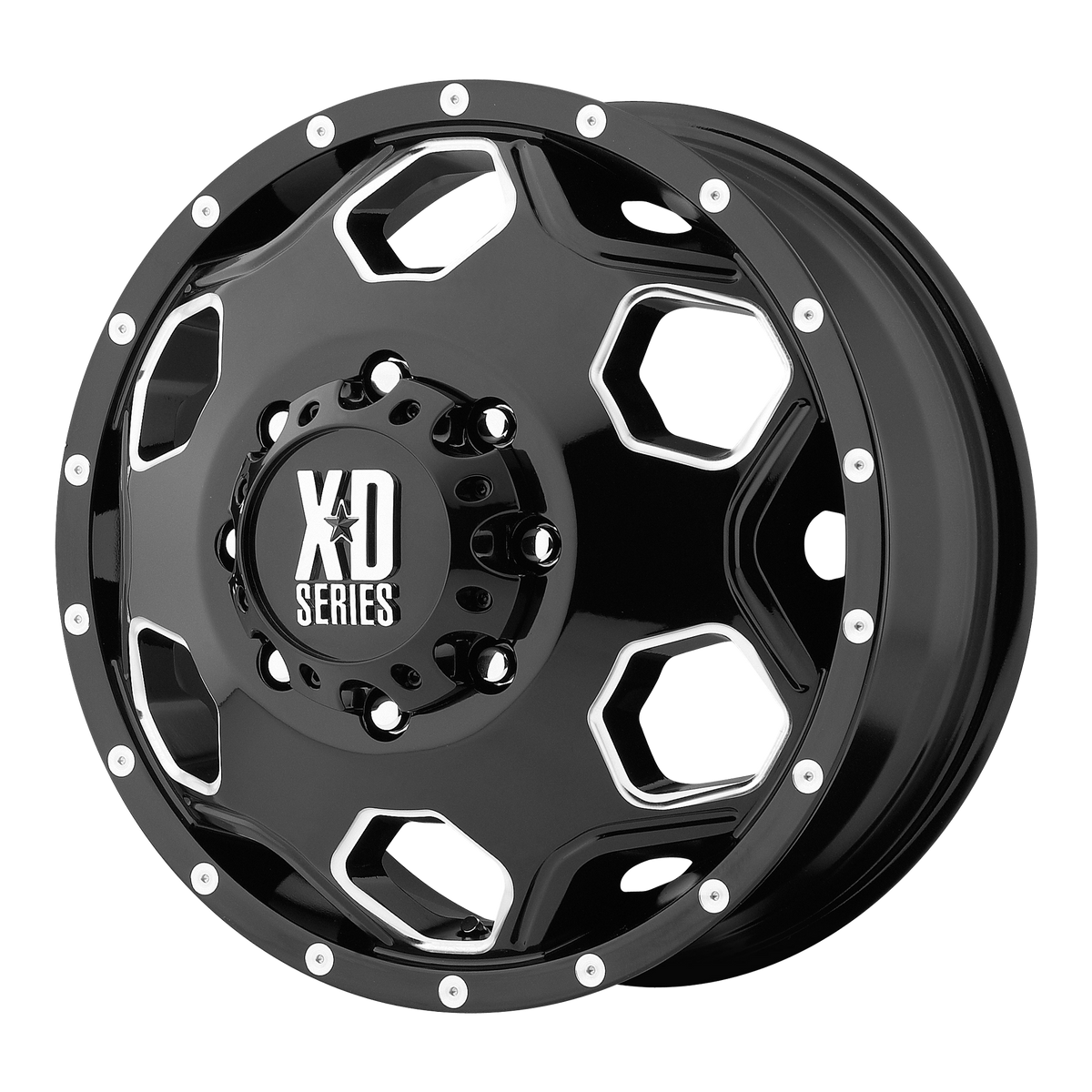 17x6 XD Series XD815 Batallion Dually Rear Black Milled Wheel 8x6.5 (-134mm)