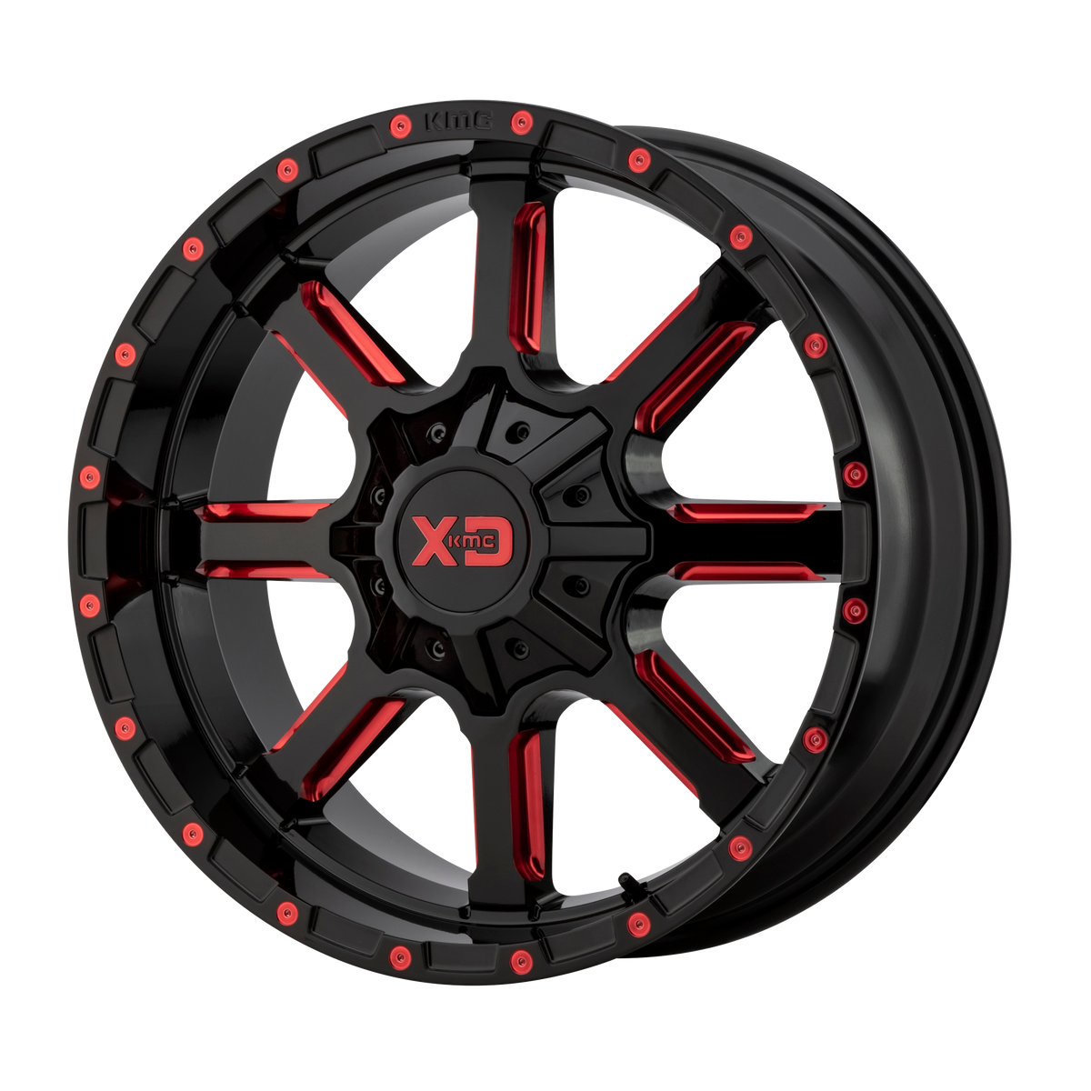 20x12 XD XD838 MAMMOTH Gloss Black Milled W/ Red Tint Wheel 5x5/5x5.5 (-44mm)