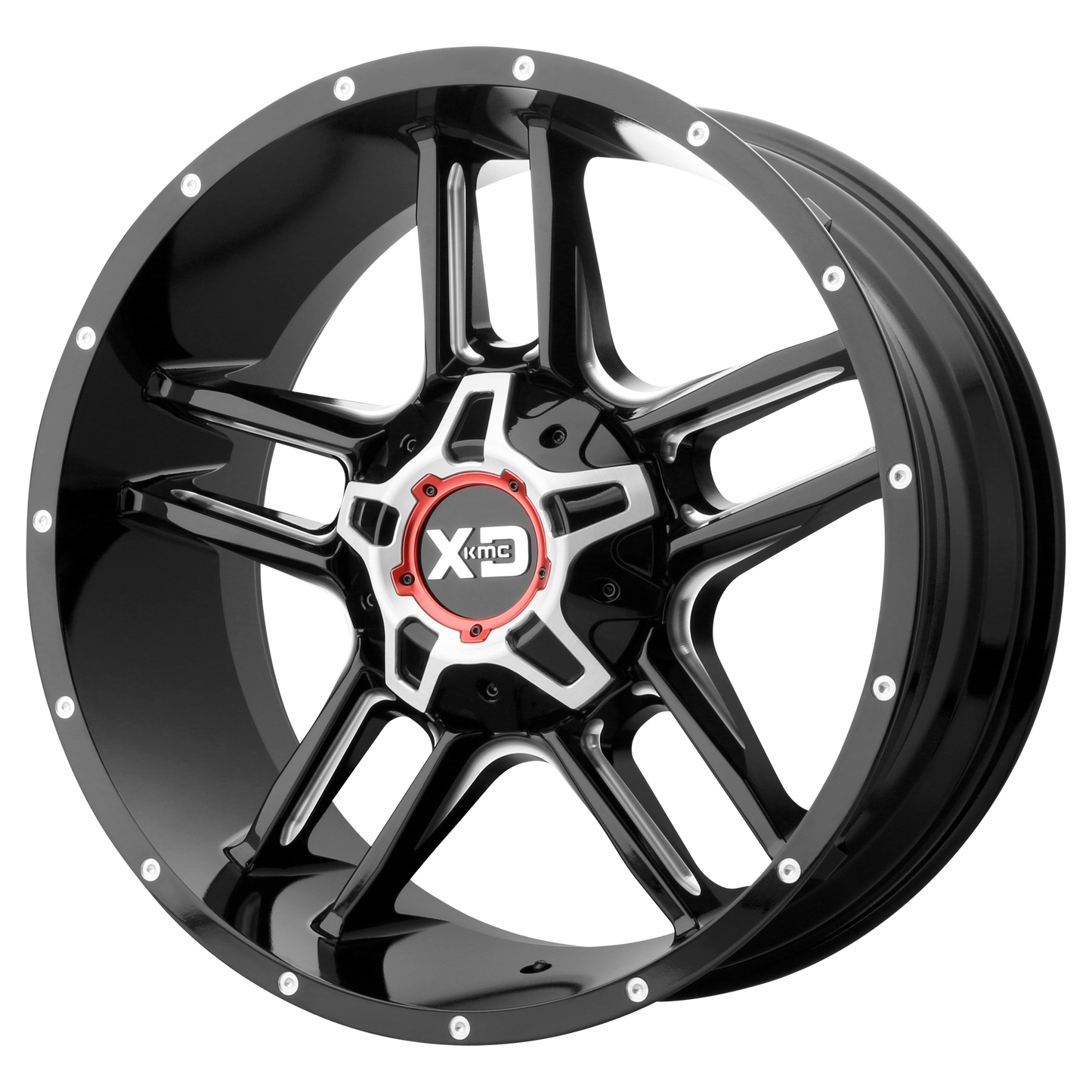 20x9 XD XD839 CLAMP Gloss Black Milled Wheel 8x180 (0mm)