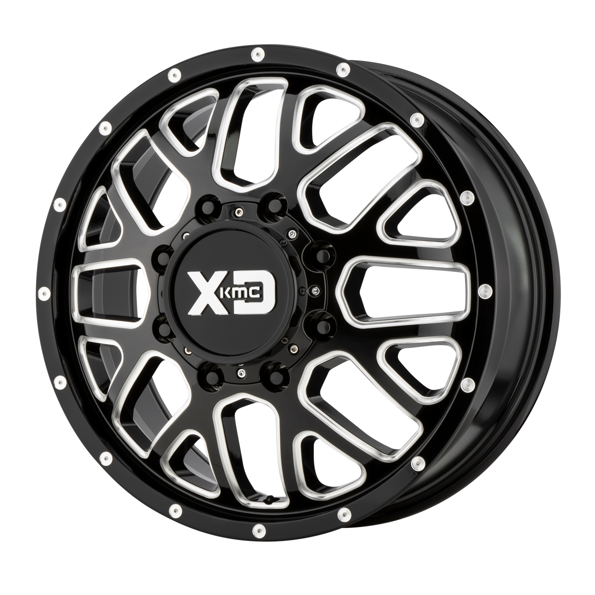 20x8.25 XD XD843 GRENADE DUALLY Gloss Black Milled - Front Wheel 8X6.5 (127mm)