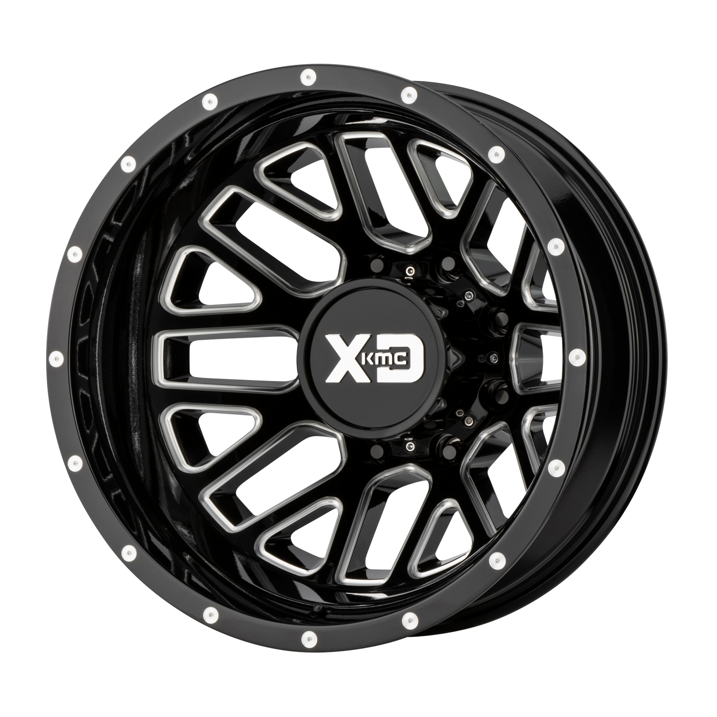 20x8.25 XD XD843 GRENADE DUALLY Gloss Black Milled - Rear Wheel 8X200 (-198mm)
