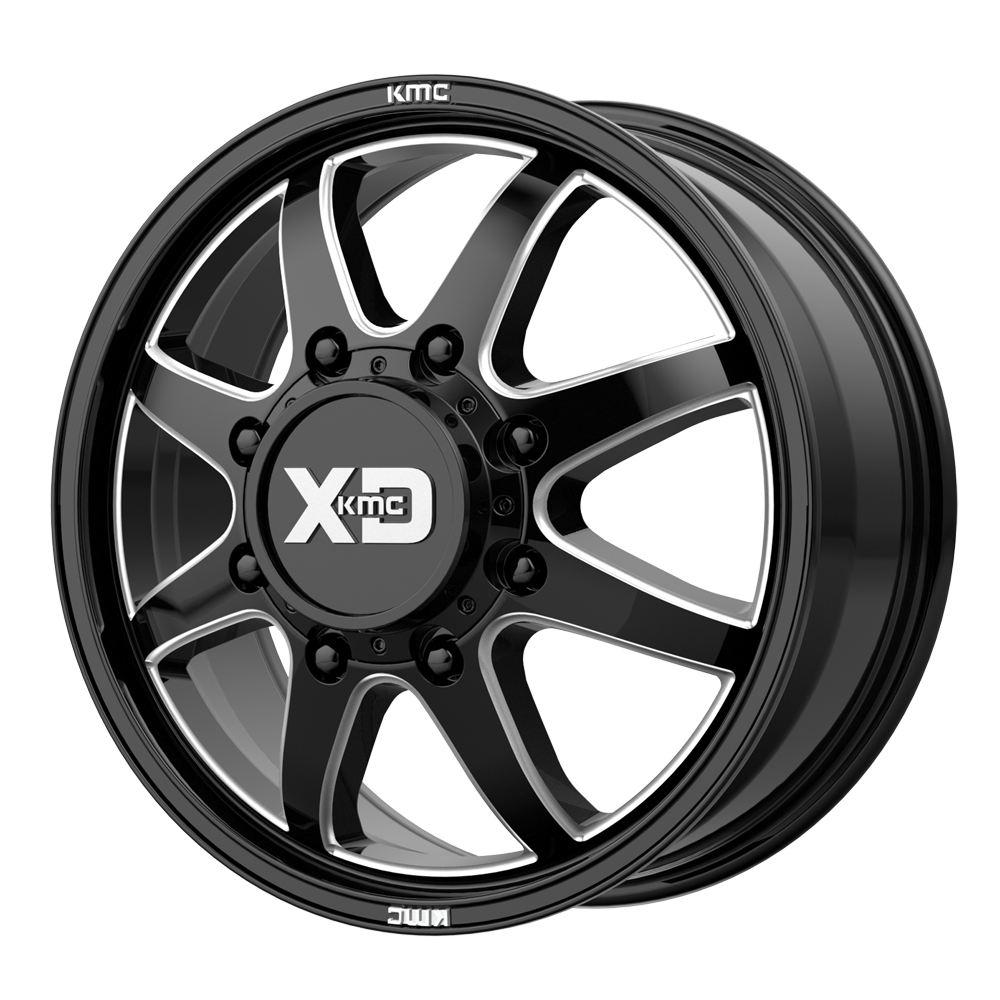 22x8.25 XD XD845 PIKE DUALLY Gloss Black Milled - Front Wheel 8X200 (105mm)
