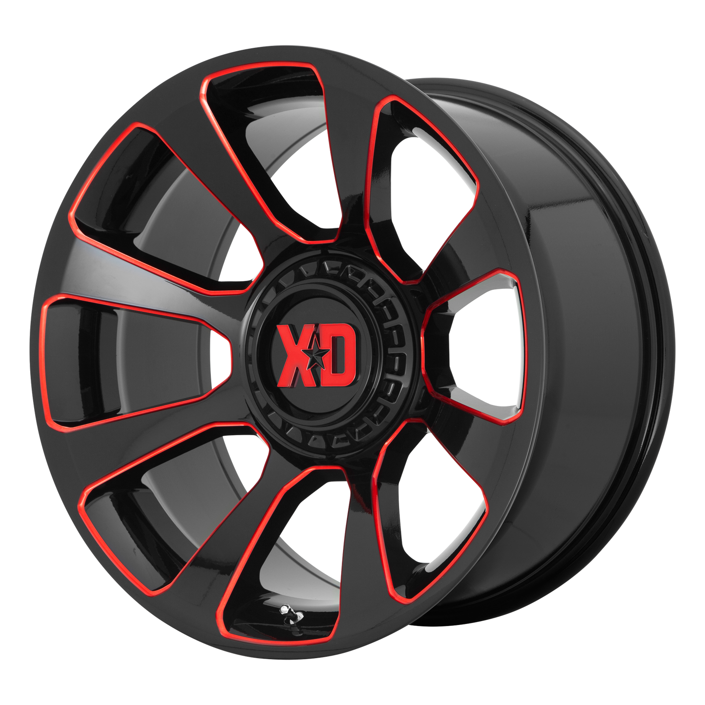 20x9 XD XD854 REACTOR Gloss Black Milled With Red Tint Wheel BLANK (0mm)