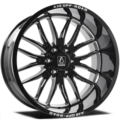 24x12 Axe Hades Gloss Black Milled Wheel 8x180 (-44mm)