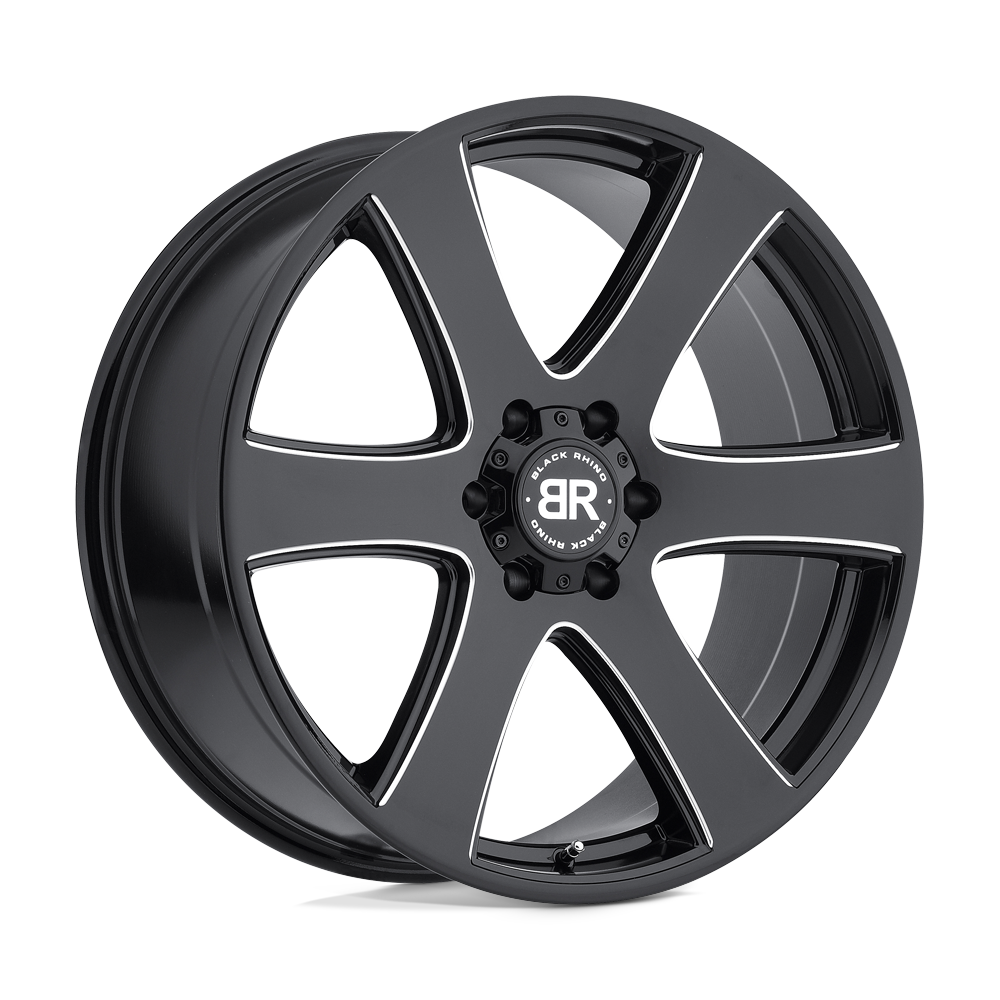 20x8.5 Black Rhino HAKA GLOSS BLACK W/ MILLED SPOKES Wheel 6x4.5 (30mm)